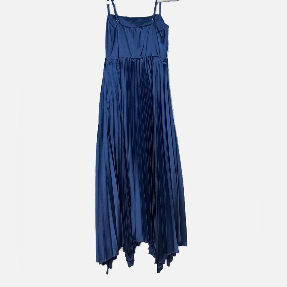 Abercrombie & Fitch Royal Blue Satin Pleated Maxi Dress - Picture 3 of 5